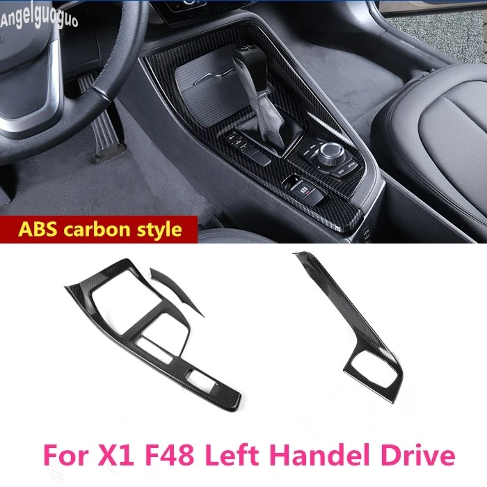 ABS carbon fiber style For BMW X1 F48 2016-18 Car Gear Shift P R N AUTO Trim Decoration Multimedia Knob Sticker Frame Cover LHD