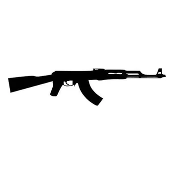 15.2*3.6Cm AK-47 Kalashnikov Sticker Vinyl Decals Motorfiets Styling Zwart Zilver