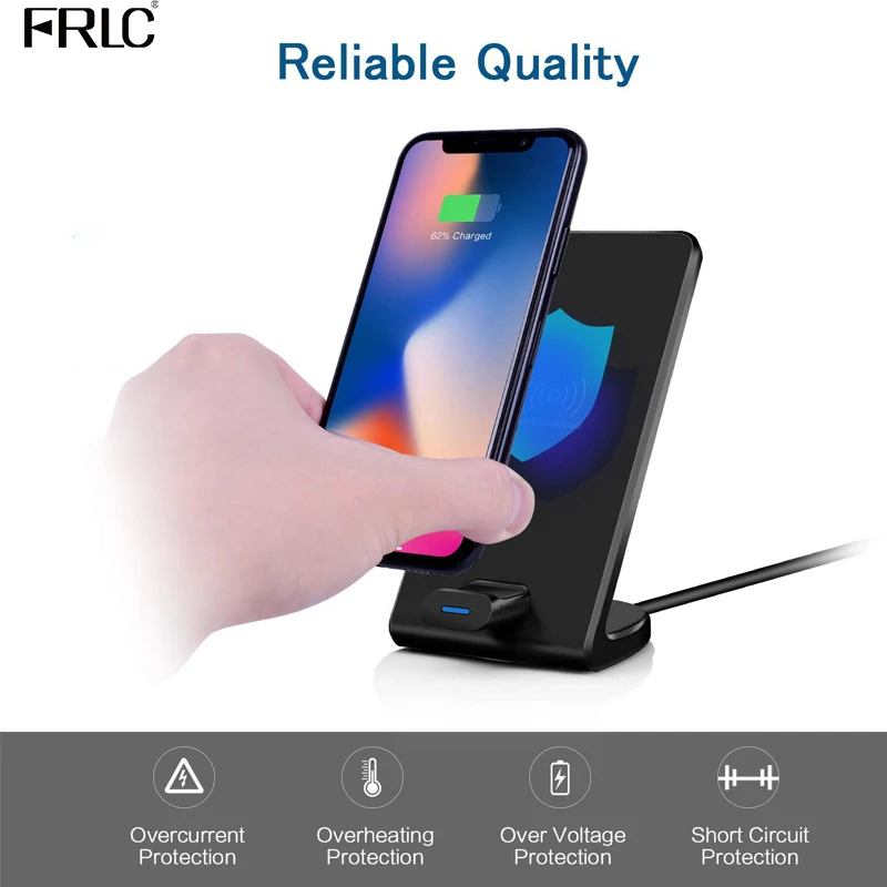 

FRLC 2 in 1 Wireless Fast Charger Stand Holder Charging For iPhone 8/8 Plus /X Wireless Charging for Samsung S10/S9/S8/Note9