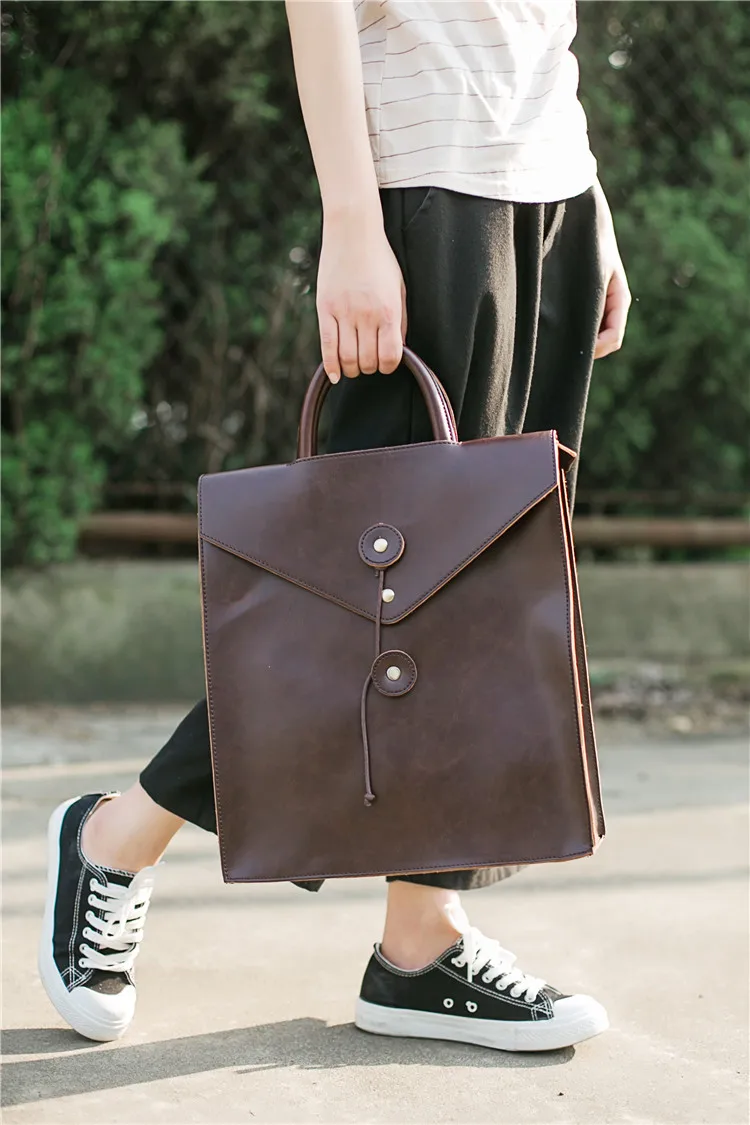 Винтажный Большой Вместительный Модный женский рюкзак 1", сумка для ноутбука, повседневная кожаная женская сумка-конверт А4, школьные сумки