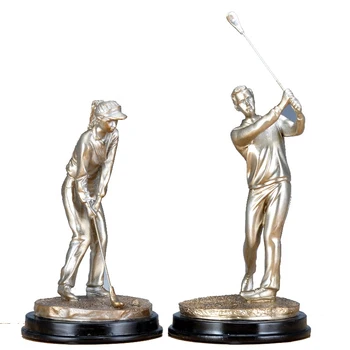 

European Style Sport Figure Statue Playing Golf Art Figurines Resin Craft Home Decoration Accessories For Living Room R1488