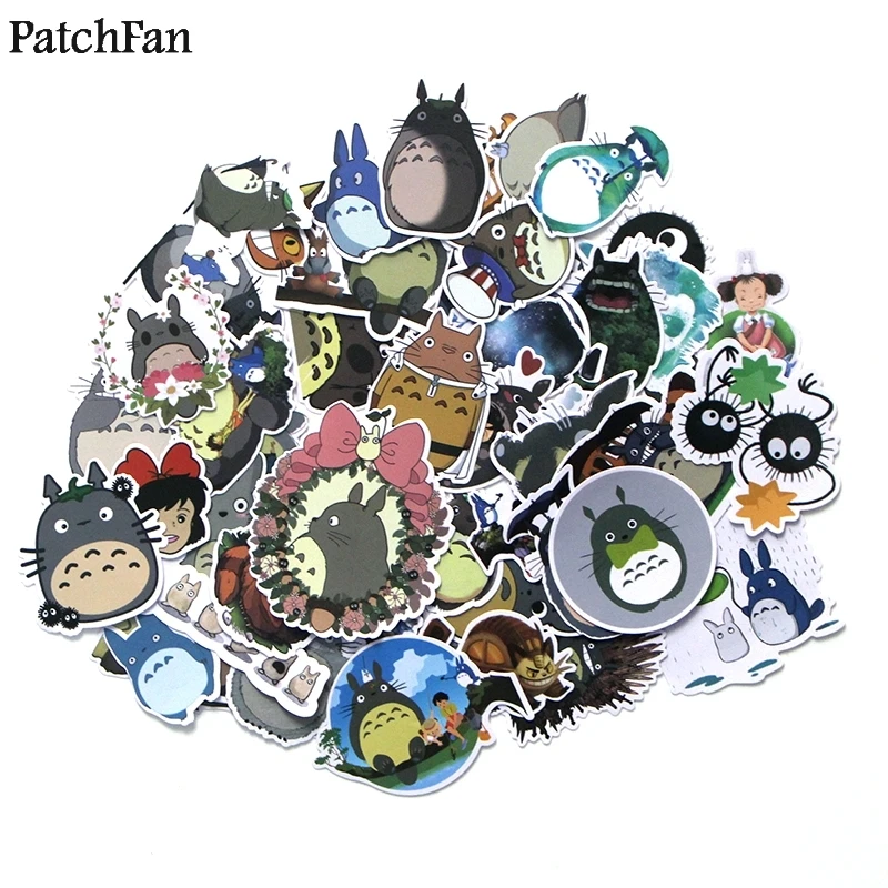 

12sets/lot Patchfan 50pcs/set Tonari no Totoro Pvc Waterproof Cartoon DIY scrapbooking car Luggage PC Wall Guitar Stickers A1386