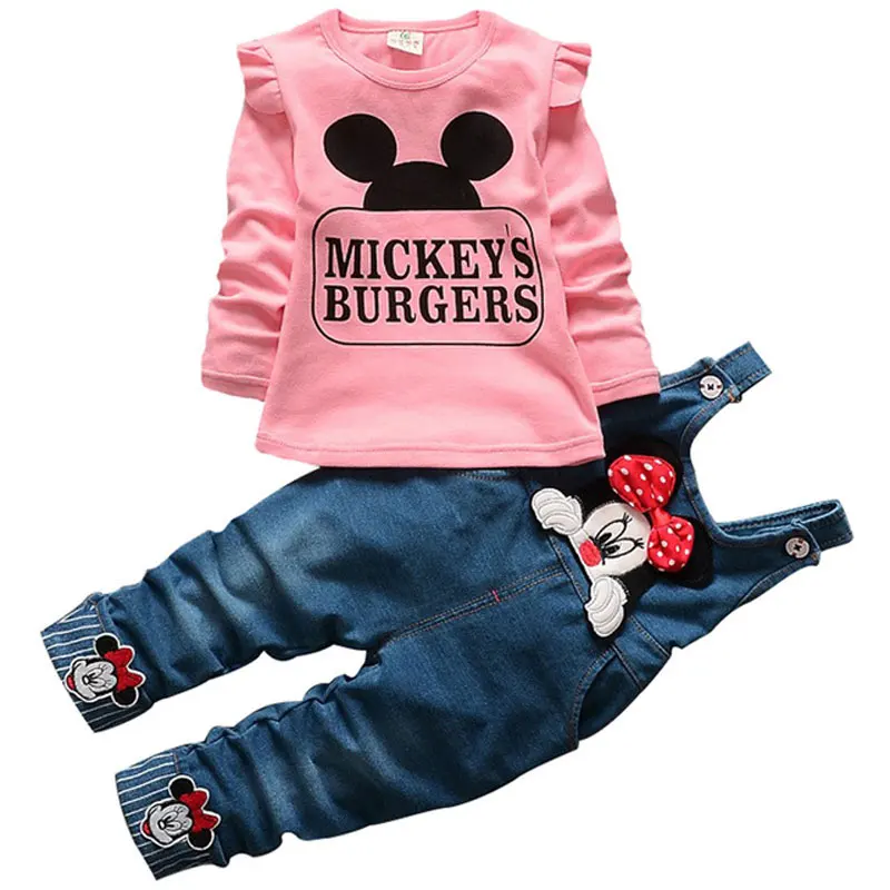 Infant-baby-girls-Minnie-children-jeans-trousers-clothing-sets-Hello-Kitty-tops-t-shirt-denim-blet