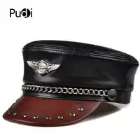 HL172 genuine leather baseball cap hat man's winter warm 2017 brand new women cow skin leather newsboy army black caps hats