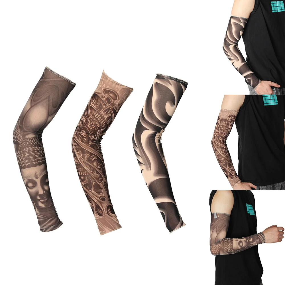 

1 pc Fashion Unisex Nylon Fake Tattoo Arm Warmers Temporary Tattoo Arm Sleeves UV Protection Running Cycling Sports Outdoor