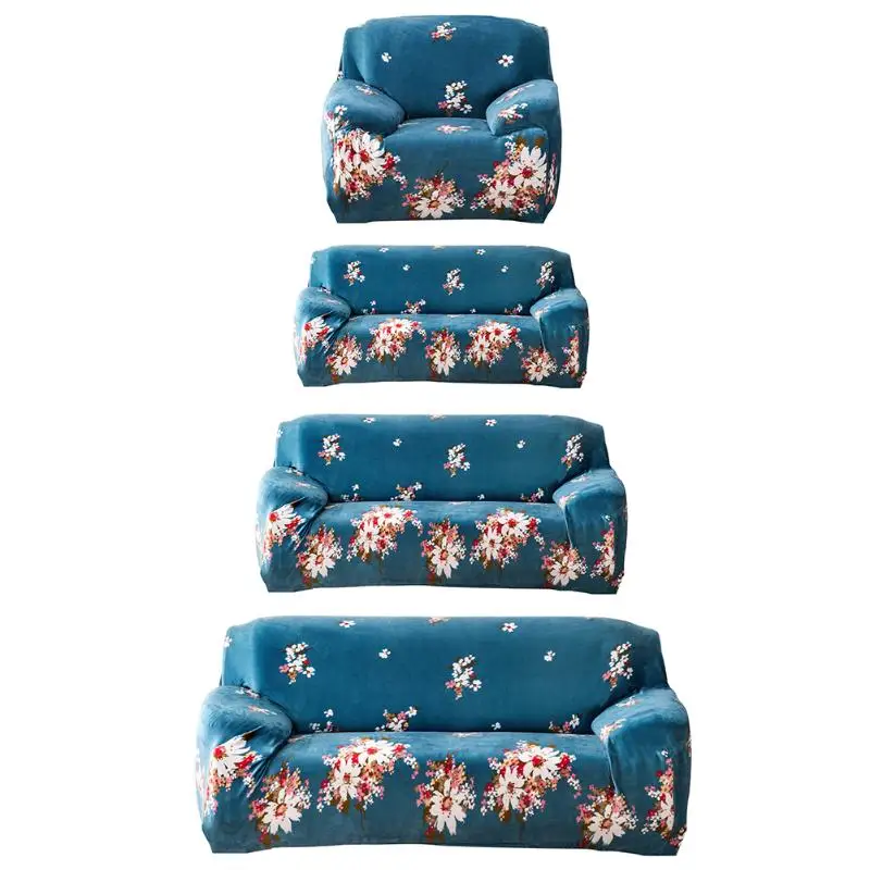 

Thicken Fleece Stretch Sofa Cover Tight Wrap Elasticity All-inclusive Flexible Couch Cover Floral Print Sofa Furniture Cover