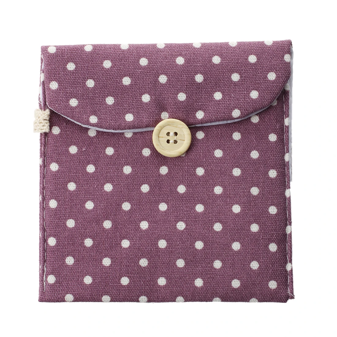 

Woman Cotton Blends Dotted Sanitary Napkin Holder Bag Pouch White Light Purple