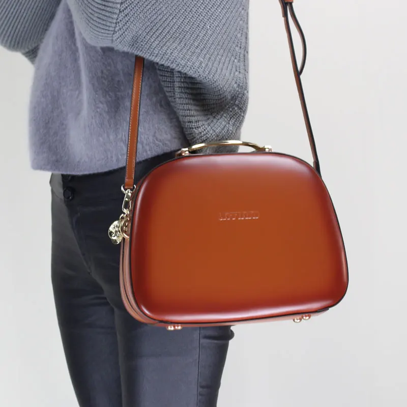 Women Bags 2017 Original Design Genuine Leather Shoulder Bag Metal Handle Cow Leather Shell Bags