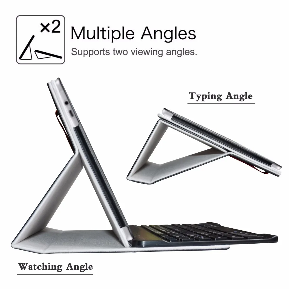 Tablet caso de Teclado Bluetooth Removível, Portátil Folding stand Case Couro Pu