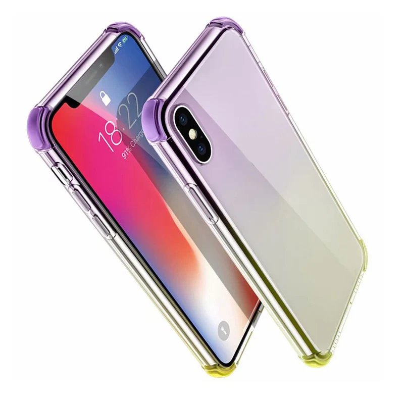 10 шт Воздушный чехол для iPhone X 6 7 8 plus ультра тонкий двойной градиент цвета ТПУ