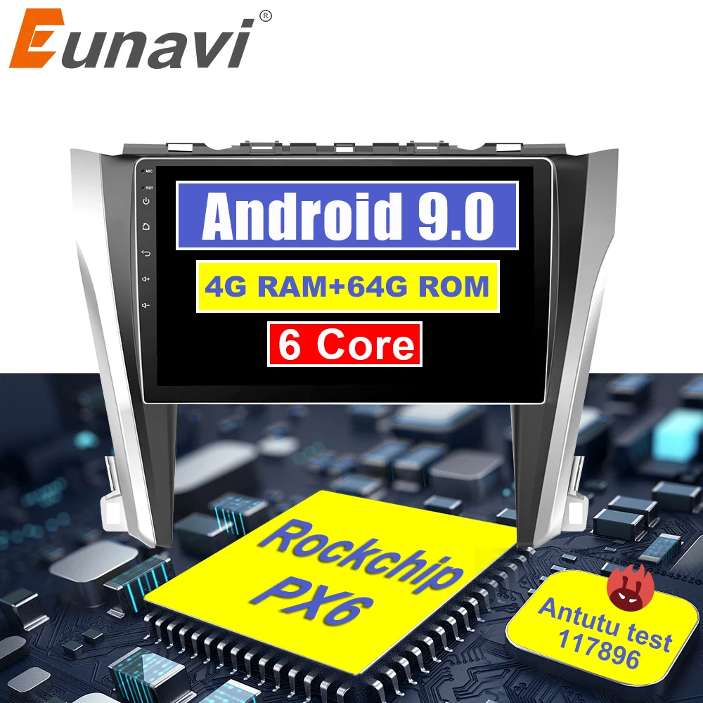 

Eunavi android 9.0 car dvd gps multimedia player For Toyota Camry50 2012 car dvd navigation radio video audio player 4G+32G PX6