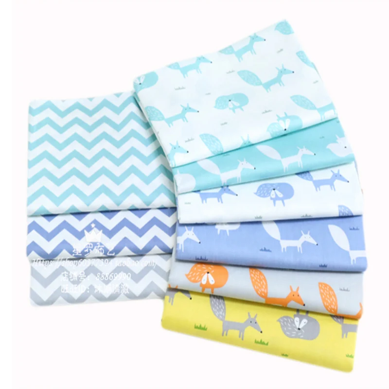 

9pcs Cartoon Fox Printed Cotton Fabric for Children Baby Cloth Bedding Quilting Sewing Patchwork DIY Handmade Craft 20cmx25cm