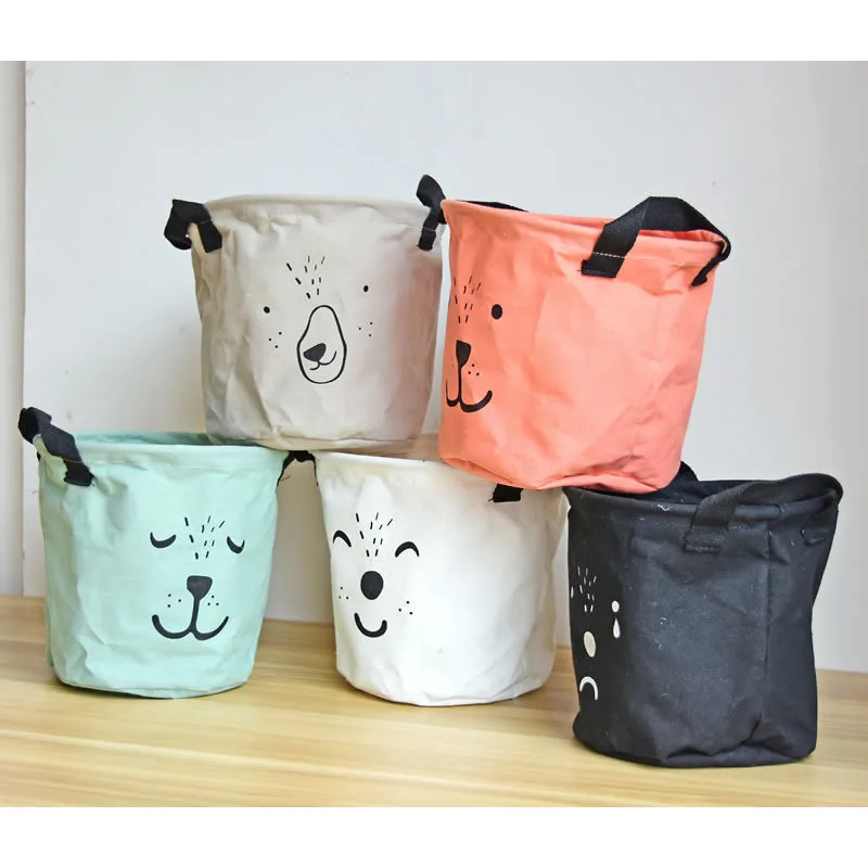 2018 New Fashion Small Cotton Storage Bucket Cute Animal Expression