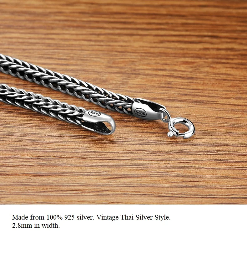 2,8 мм ожерелье ручной работы винтажное 925 Серебряное ожерелье для подвески ожерелье из стерлингового серебра Настоящее серебряное ожерелье