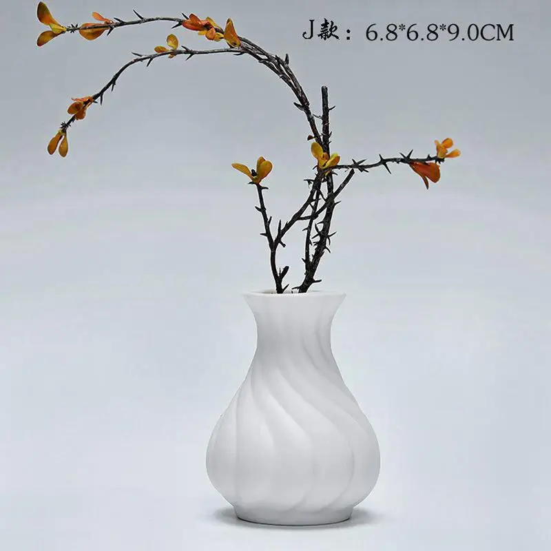 Домашняя белая керамическая ваза, сушеная Цветочная композиция, горшок, офисное украшение, ручная работа, Европейский стиль, гидропонная Цветочная ваза - Цвет: Бежево-белый