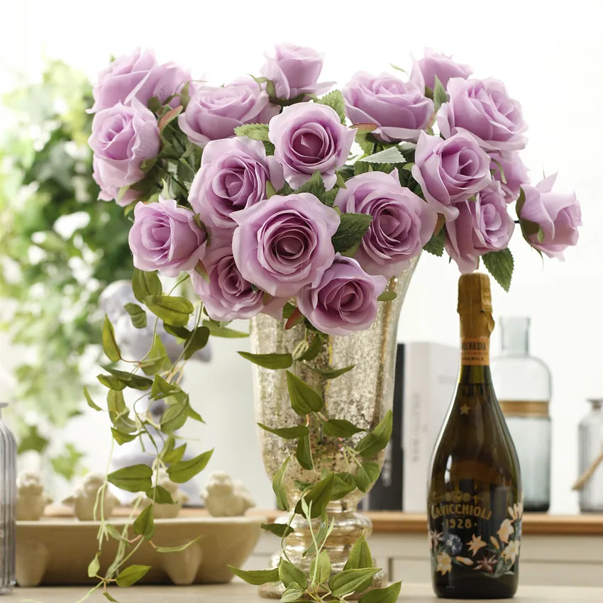 1 букет 7 голов Французская романтическая искусственная Роза, для создания своими руками Шелковый цветок для вечерние свадебные декоративные искусственные цветы
