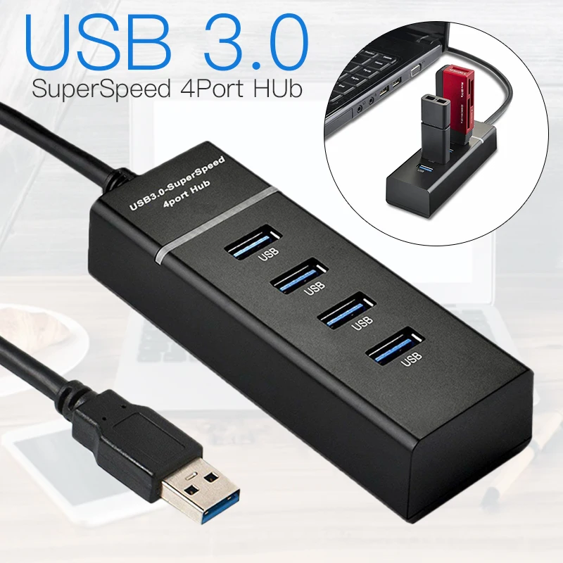 

USB Hub 4 Ports USB 3.0 Splitter Multiple USB 3.0 Hub SD Card Reader High Speed USB External Adapter for Desktop PC Laptop