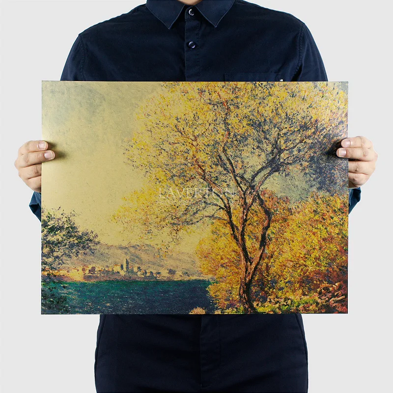 

Claude Monet famous Oil painting 1100/Salis afar /kraft paper/Wall stickers/bar Poster Retro Poster/decorative painting 47*36cm