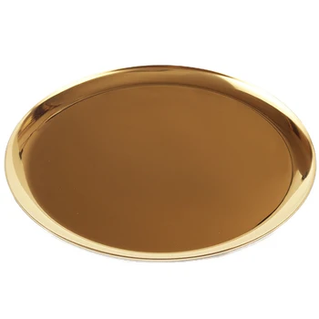 

Metal Stainless Steel Storage Tray Plate Fruit Snack Coffee Cup Dish Plates Restaurant Round Home Decoration Tableware