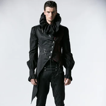 

Steampunk Winter Men Magnific Gothic Vest Jacket Black Sleeveless Waistcoat Single Breasted Male Asymmetric Vests With Buckle