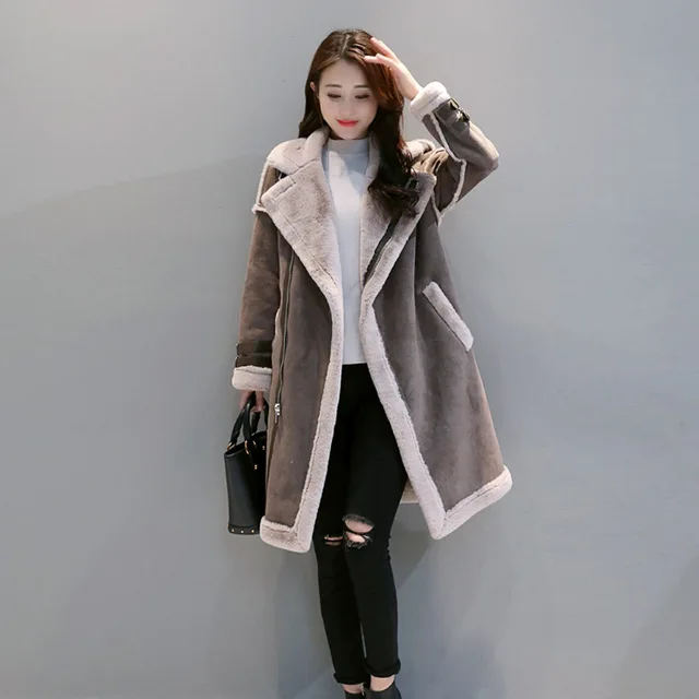 ONTBYB Womens Winter Warm Fleece Lined Faux Suede Lapel Coat ONTBYB Womens Winter Warm Fleece Lined Faux Suede Lapel Coat