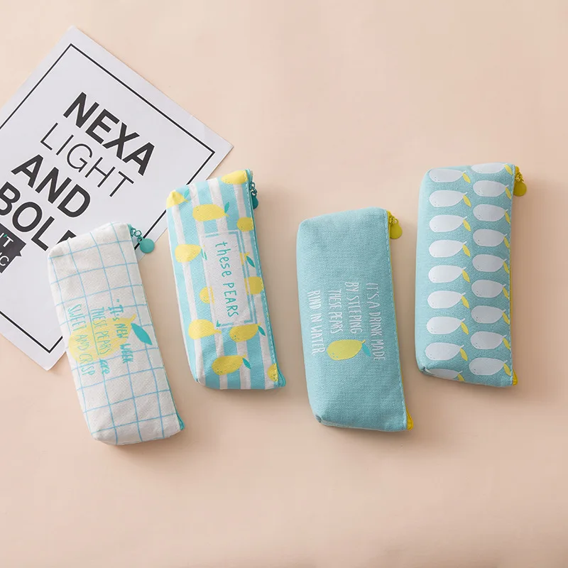 

Korea cute Pencil case Cartoon Summer fruit Pencilcase Simple canvas Pencil bag Students Pencil Box school supplies Stationery