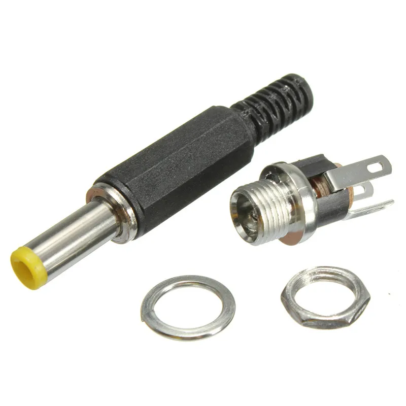 

2.1mm x 5.5mm Male Plug Female Metal Panel Mount Socket Jack DC Power Supply Connector Mounting Socket