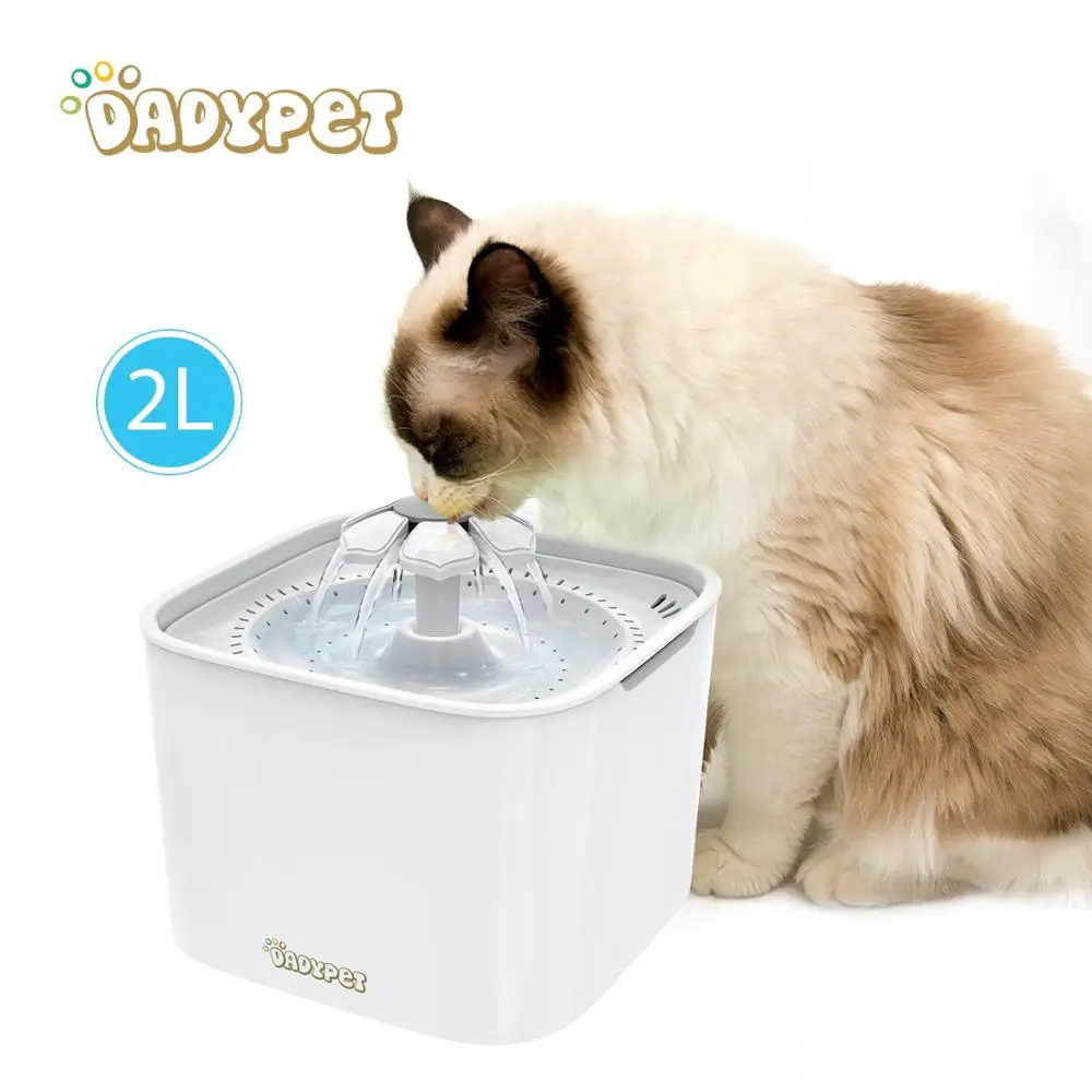 Dadypet миска для воды для домашних животных, кошек, фонтан, электрическая миска для воды для автомобильного фильтра с емкостью 2 л, насос для кошек, собак, птиц, морских свинок