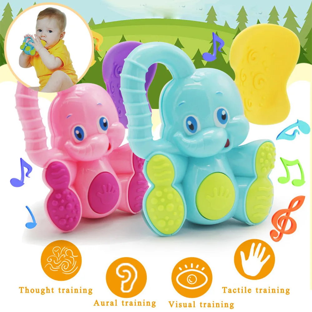 

1pc Kawaii Deer Elephant Animal Plastic Hand Jingle Shaking Bell Rattles Toddler Educational Musical Kids Baby Toys for Children