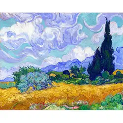 Ручная роспись пшеничное поле с кипарисами картина маслом Винсент Ван Гог для Гостиная Hotel
