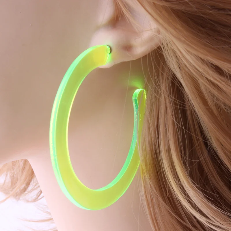 

NeeFuWoFu Hoop Earrings Fluorescent transparent PVC ear ring For Women Big Earring Boucles Oorbellen Fashion jewelry wholesale