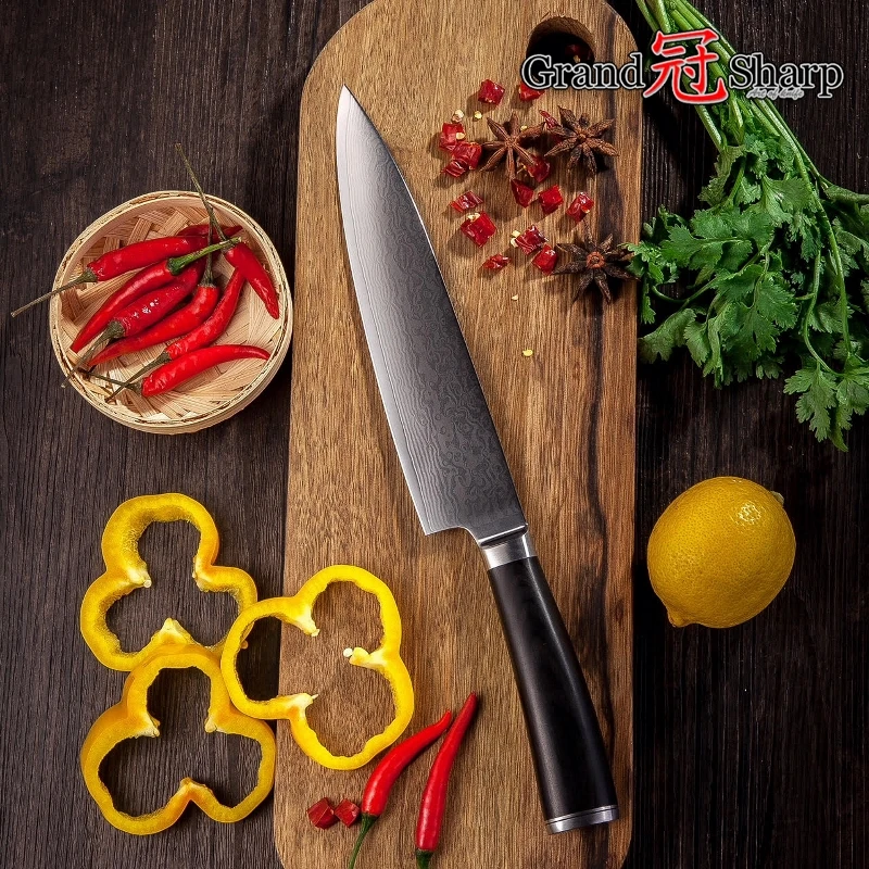 GRANDSHARP набор ножей из дамасской стали 2 шт. шеф-повара кухонные ножи santoku vg10 японский Дамасская сталь ножей шеф-повара Пособия по кулинарии инструменты