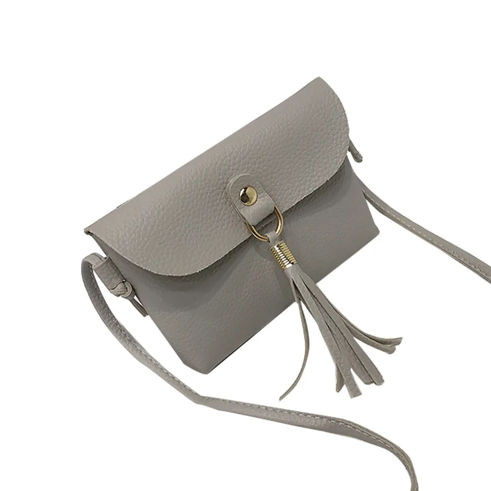 Винтажная сумка в студенческом стиле, мини-сумка-мессенджер, повседневные сумки на плечо с кисточками, Bolsa De Ombro Da Moda, Прямая поставка - Цвет: Серый