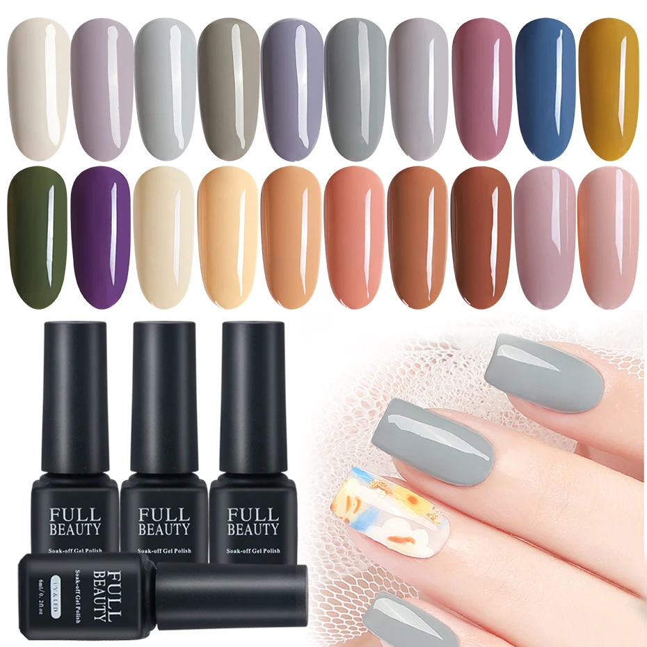 6ml Soak Off Grey Gel Polish Nail Art Lacquer Long Lasting Nude Pink Hybrid Gel Nail Polish Top Coat UV Gellak Manicure CH981-3