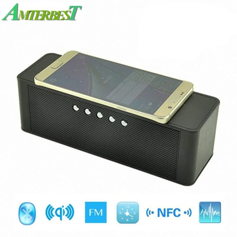 Портативное беспроводное зарядное устройство AMTERBEST Qi Bluetooth колонка с NFC FM радио