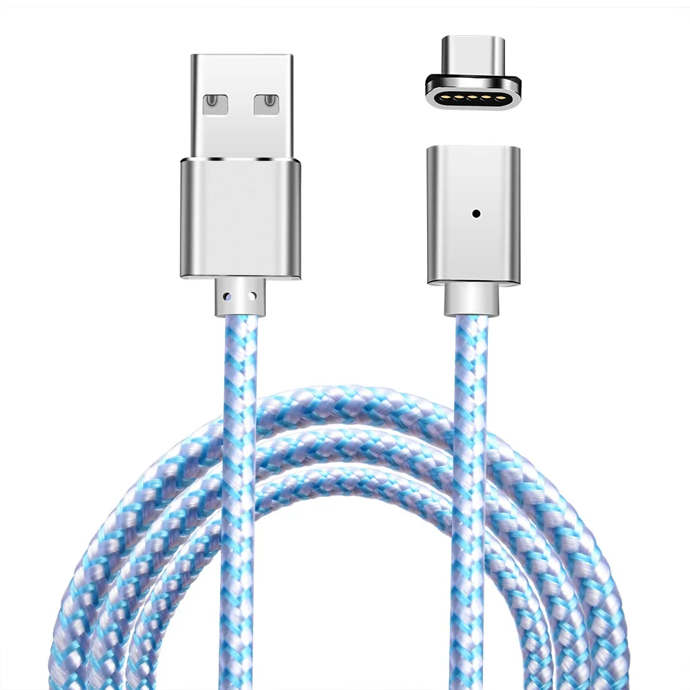 Магнитный кабель Олаф 3A для iPhone X 8 7 Micro usb type C кабель передачи данных для быстрой зарядки для samsung Xiaomi huawei магнитное зарядное устройство - Цвет: Silver Blue Type c