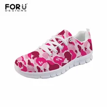 FORUDESIGNS/Весенняя женская модная обувь на плоской подошве; Женская Удобная Обувь из сетчатой ткани с 3D камуфляжным принтом; женские кроссовки для отдыха на плоской подошве