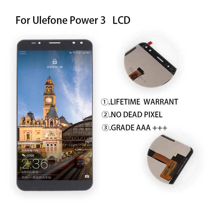 Для Ulefone power 3 ЖК-дисплей сенсорный экран дигитайзер сборка для дисплей ЖК-Телефон