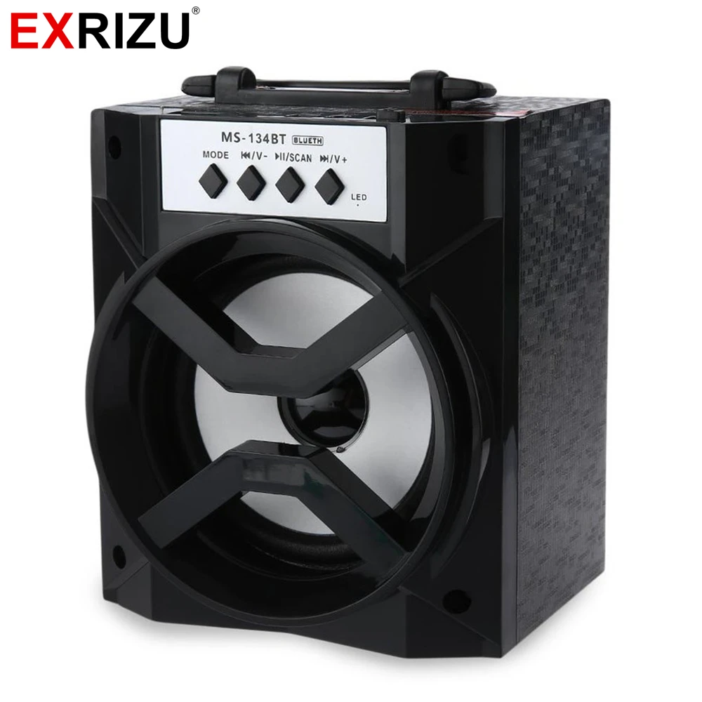 

EXRIZU MS-134BT LED Light Bluetooth Hand Portable Speaker Subwoofer Wireless Music Boombox FM Radio Loudspeaker USB TF Card AUX