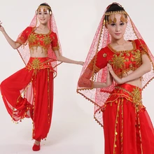 Китайский народный танец индийские костюмы Синьцзян одежда танец живота красный Uighur сценический костюм