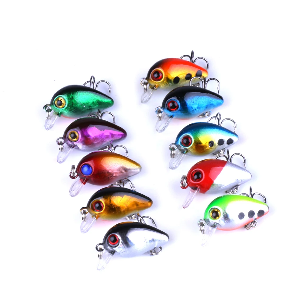 

10PCS 3cm/1.7g Crankbaits Fishing Lures Small Fat Simulation Bait Fishing Gear Life-like Swimbait Hard Hooks Bass Crankbait
