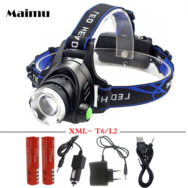 Maimu 5000LM XML-L2/T6 светодио дный фары Масштабируемые фар Водонепроницаемый Налобный
