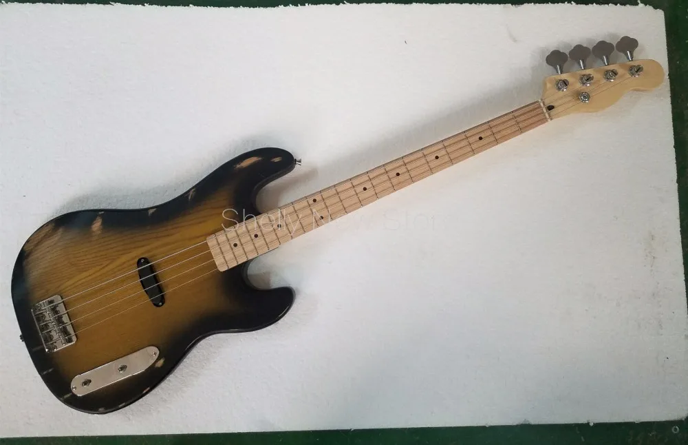 

Shelly new store custom replica TL Ash body bass used vintage relic faded 4 string electric bass guitar musical instruments shop