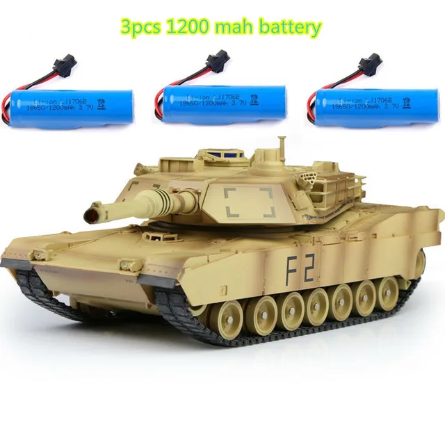 Пульт дистанционного управления Танк Большая зарядка боевой танк игрушка пульт дистанционного управления автомобиль Танк модель игрушка для мальчиков военная модель M1A2 XQTK24 - Цвет: brown with 3 battery