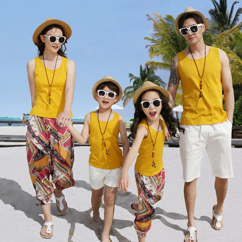 Summer Mother and Daughter Clothes Shirts Sun Blouse Father and Son Big Brother Sister Matching Clothes Mommy and Me Outfits