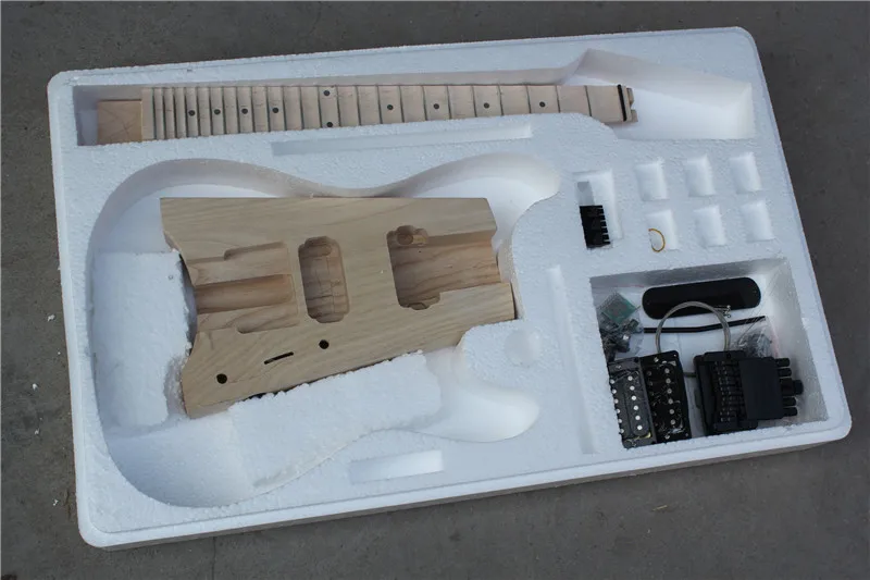 

Factory Custom Electric Guitar Kit(Parts) with Ash Body,Without Headstock,Scalloped Neck,,Black Hardwares,Offer Customized