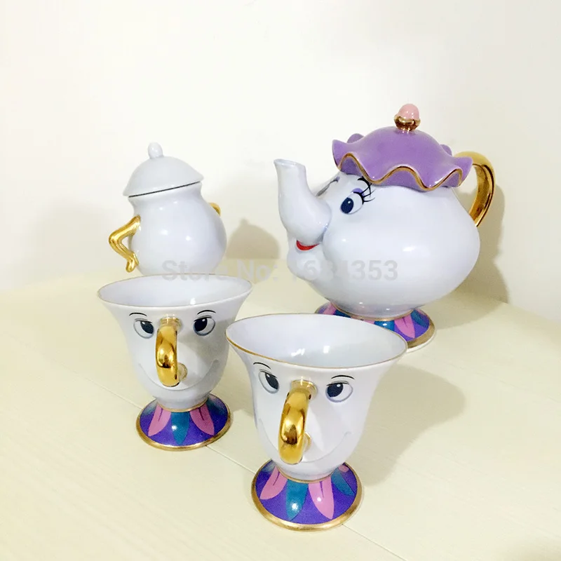 Чайный сервиз Красавица и Чудовище в мультяшном стиле чашка Mrs Potts Chip сахарница