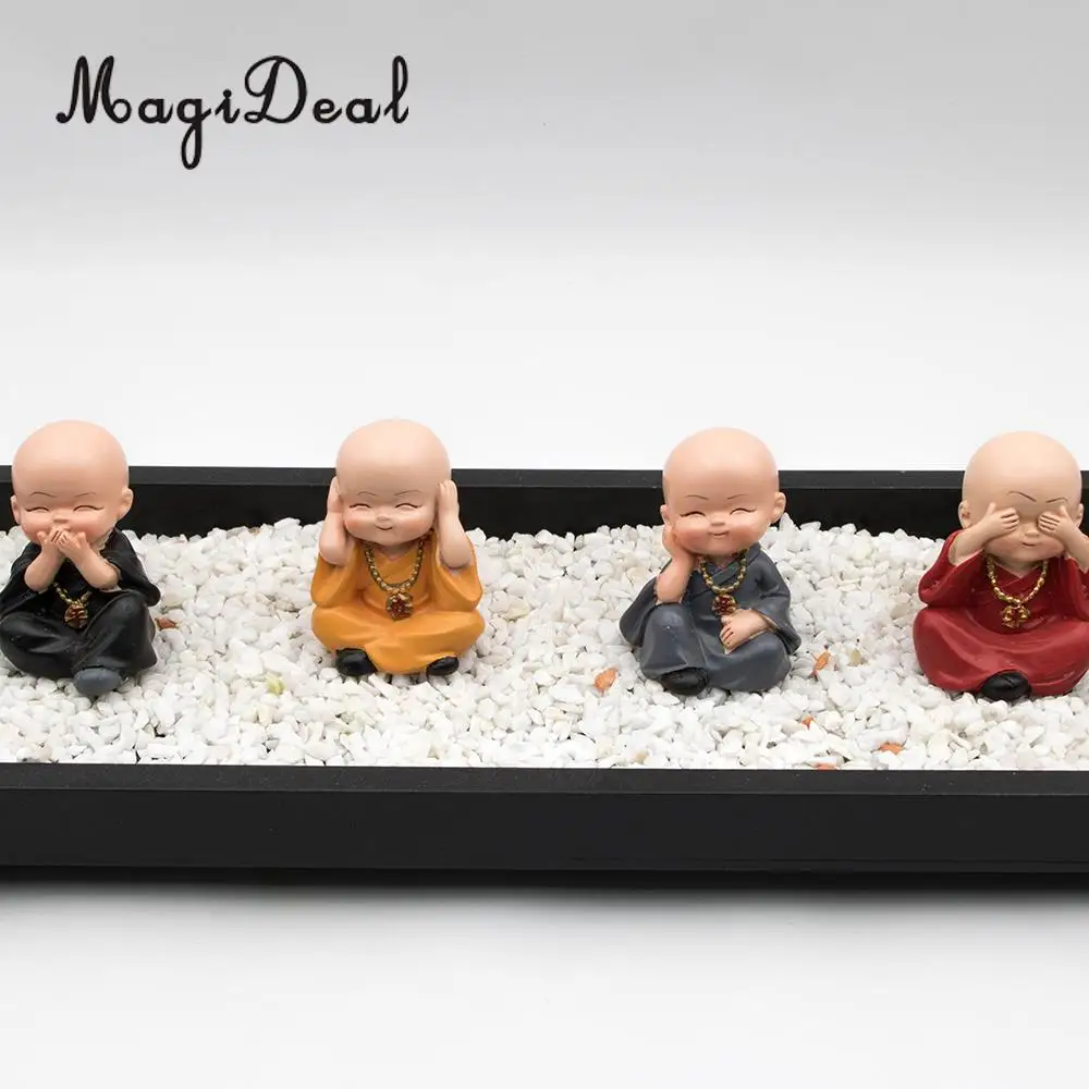 MagiDeal, 4 штуки, китайская фигурка в монах кунг-фу, украшение для салона автомобиля, фэн-шуй фортурн, счастливое украшение для дома, креативный подарок