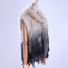 Brand New Women’s Lady Genuine Real Knitted Rabbit Fur Vests tassels Raccoon Fur Trimming Collar Waistcoat Fur Sleeveless Gilet