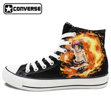 Una Pieza Anime Zapatos Converse Chuck Taylor Hombre Mujer ACE Diseño Mano Pintado Zapatos de Lona Mujer Hombre Zapatillas Cosplay Regalos